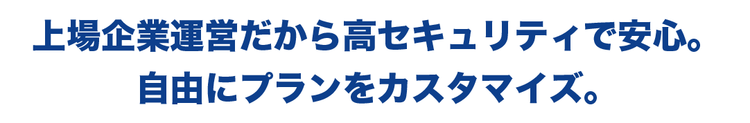 上々企業だから高セキュリティで安心。自由にプランをカスタマイズ
